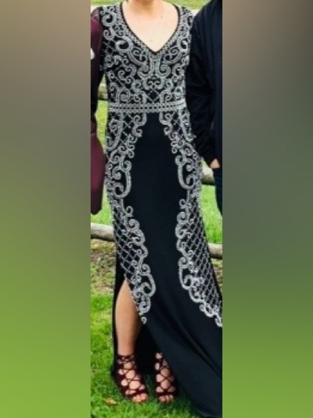 Black Dress with Silver Embroidered Detail